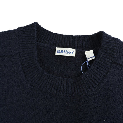 Burberry hem war horse solid color splicing cashmere round neck knitted sweater