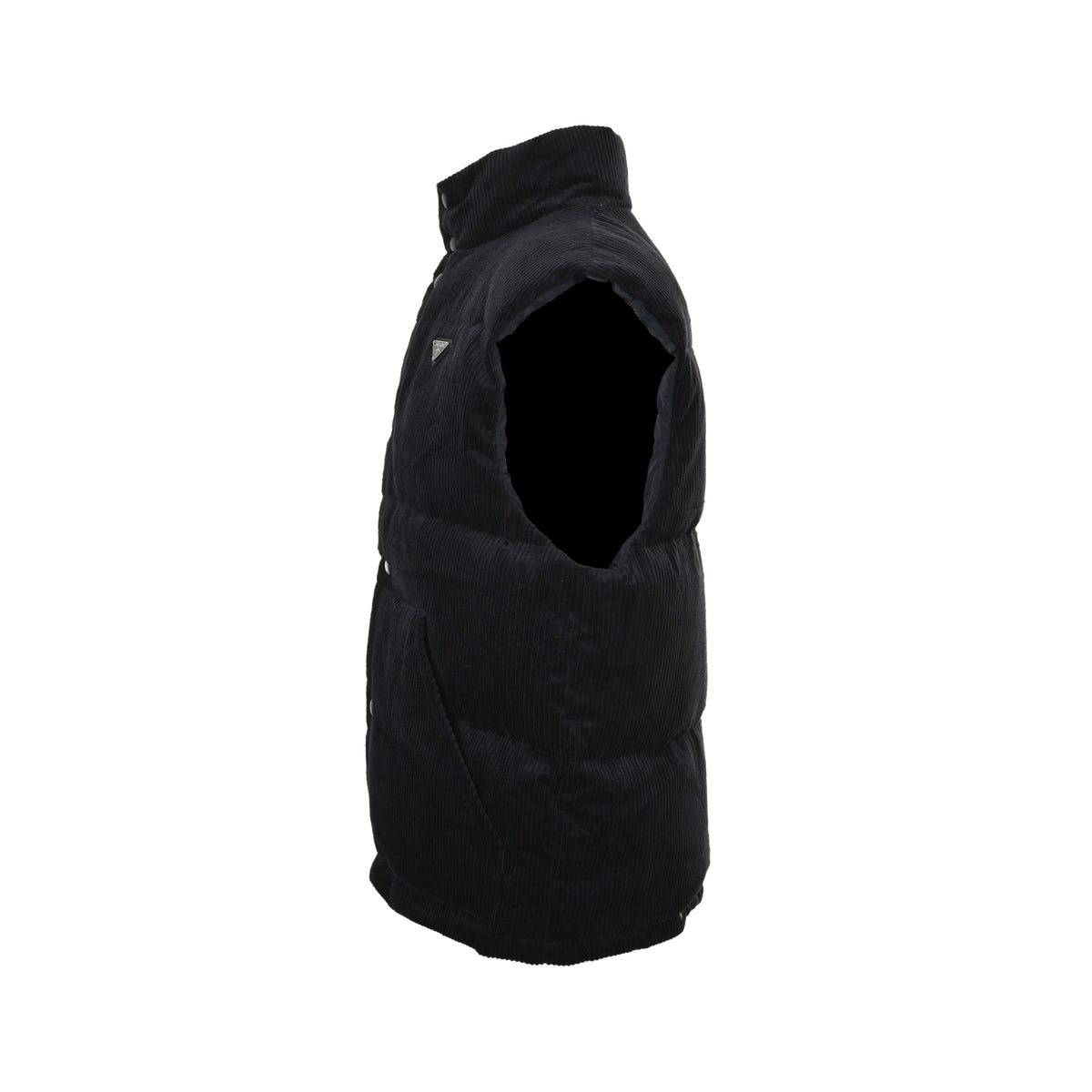 Prada triangle corduroy down vest (navy blue)