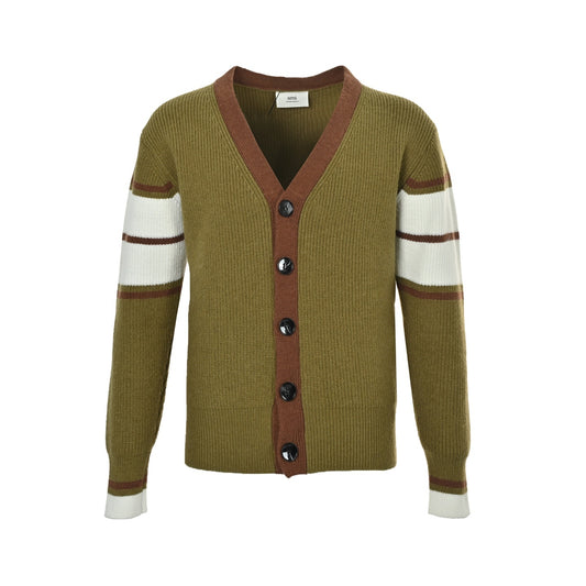 Ami 25Fw cardigan sweater with towel embroidered love on the back