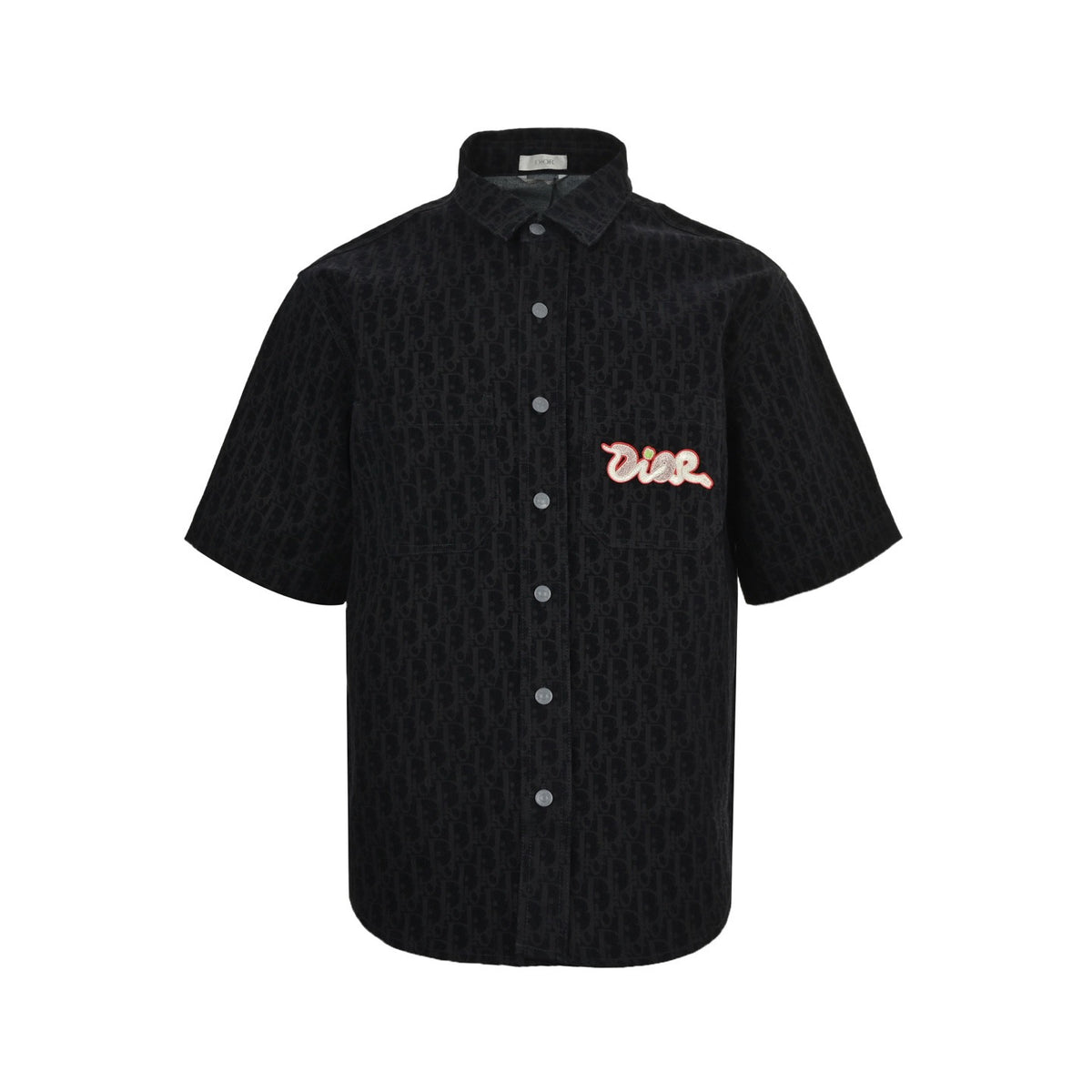 Dior 25ss Year of the Snake limited edition flocked old flower embroidery suit denim short-sleeved shirt