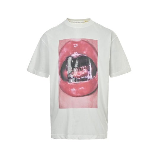 Alexander Wang red lip ice cube print short sleeves