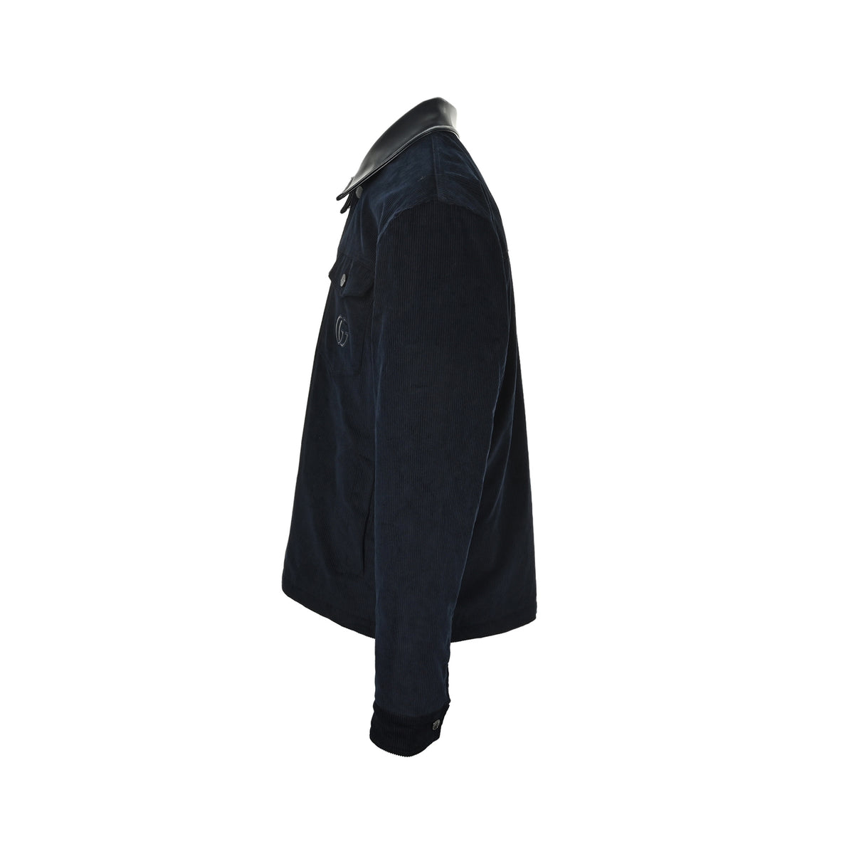 Gucci embroidered leather collar three-pocket velvet corduroy jacket