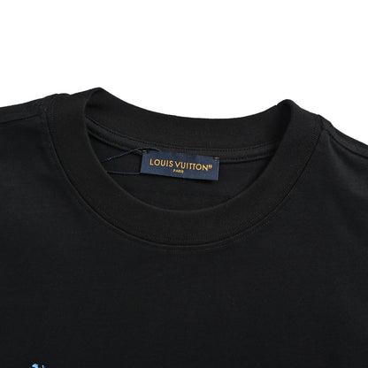 LouisVuitton/Louis Vuitton blue graffiti LV printed short sleeves