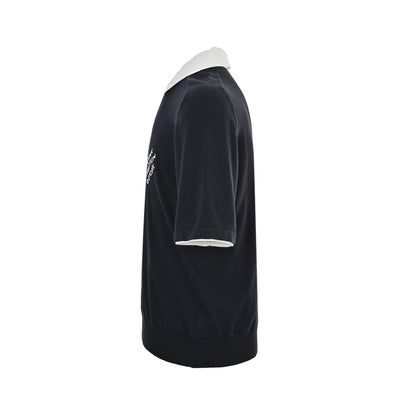 Louis Vuitton pearl button white collar knitted Polo short sleeves