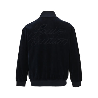 Louis Vuitton leather label velvet suit zipper pocket jacket