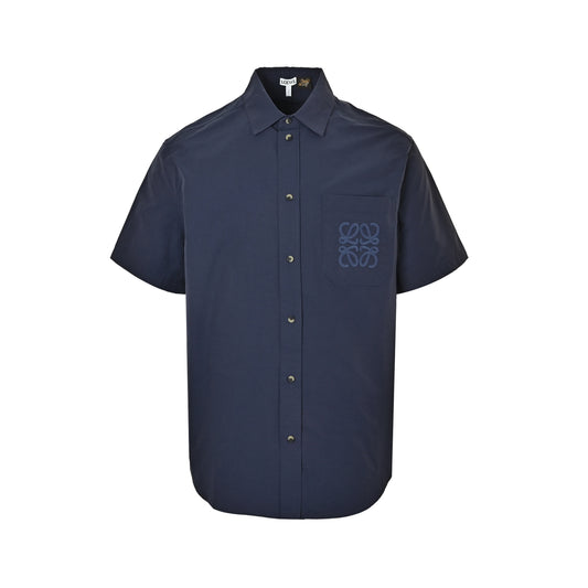 Loewe/Loewei patch pocket embroidered short-sleeved shirt