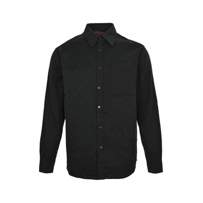 Gucci button-up double G all-over jacquard stand-collar shirt jacket