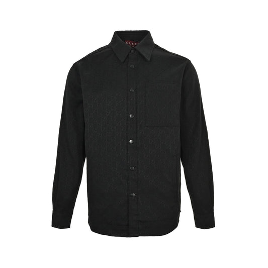 Gucci button-up double G all-over jacquard stand-collar shirt jacket