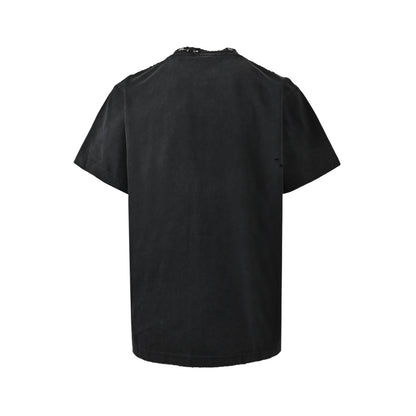 Balenciaga/Balanciaga 26ss collar engraved logo metal buckle pierced short sleeves