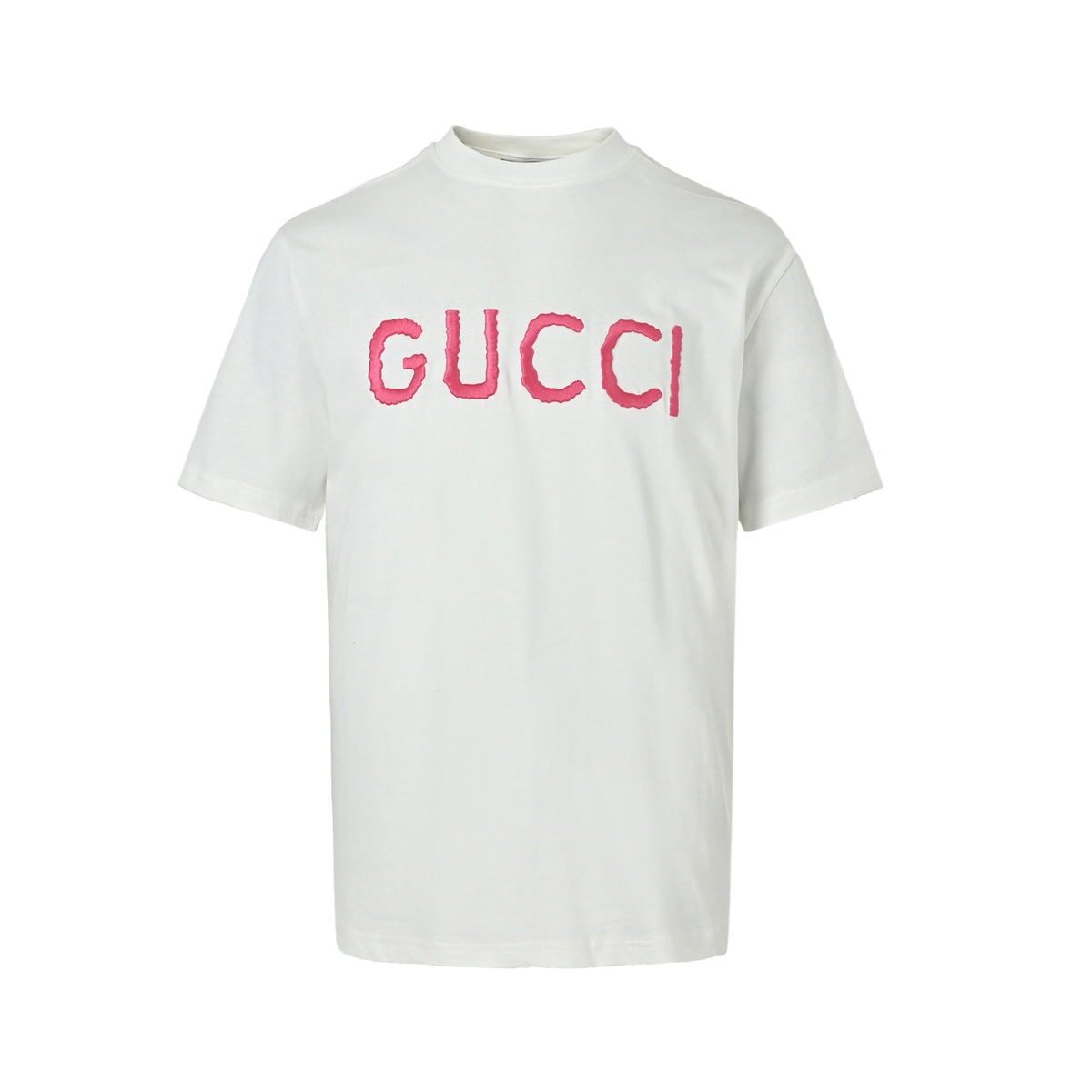 Gucci pink letter logo embroidered short sleeves