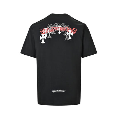 Chrome Hearts/Chrome Heart scroll black and white cross print short sleeves
