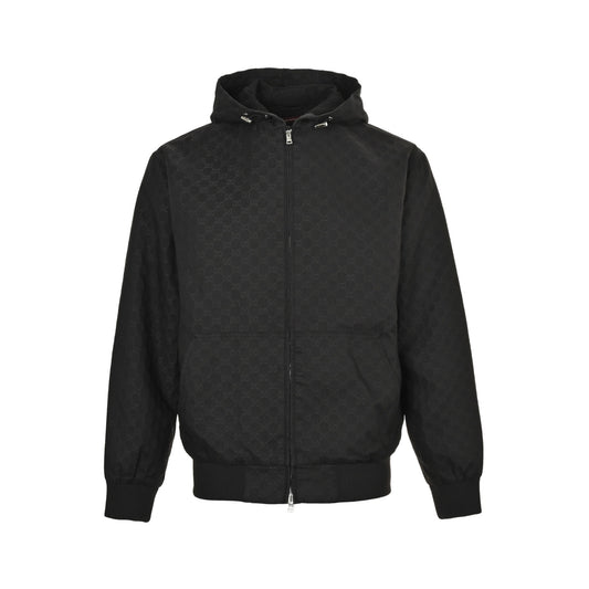 Gucci 25ss GG full printed fine grid hooded zipper jacket
