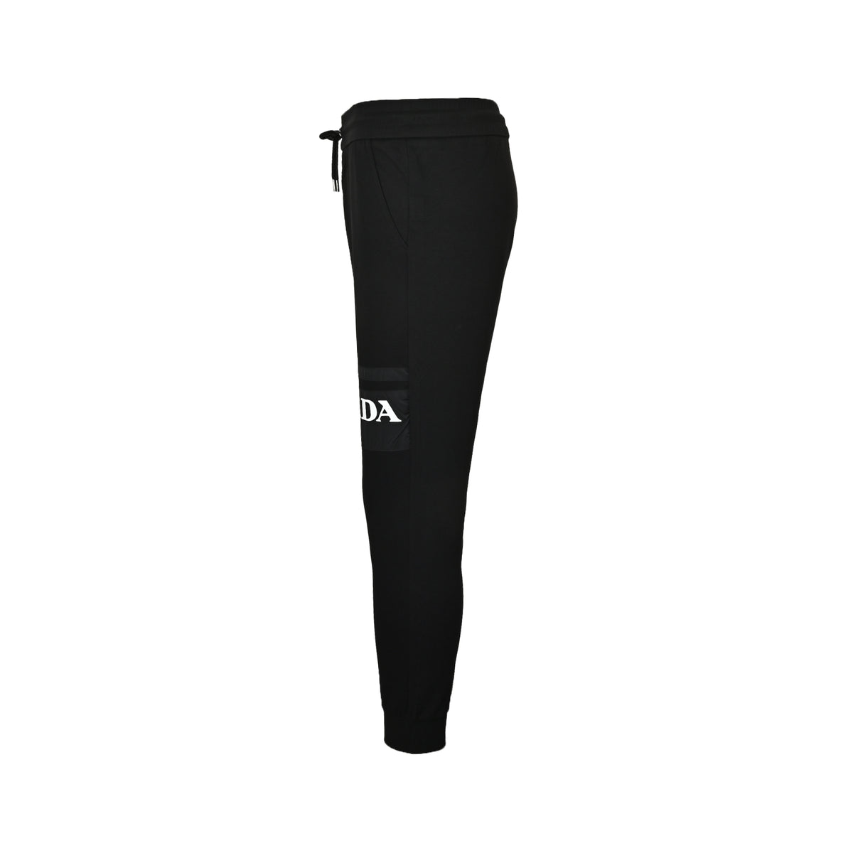 Prada letter-stitched back pocket red tape trousers
