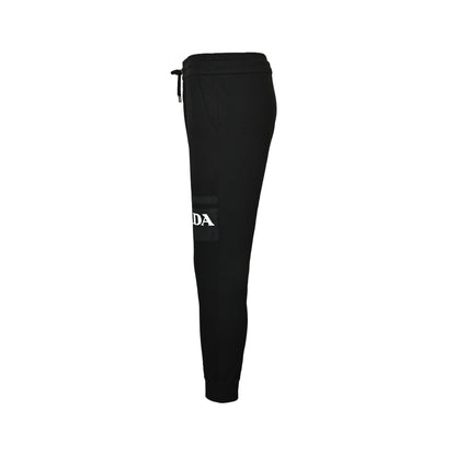 Prada letter-stitched back pocket red tape trousers