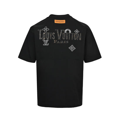 Louis Vuitton 26ss presbyopic leather letter embroidered short sleeves