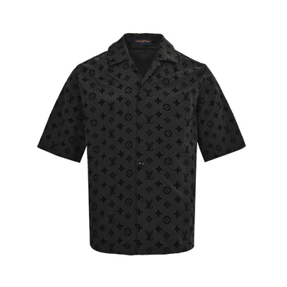 Louis Vuitton 25ss all-over printed old flower flocking short-sleeved shirt
