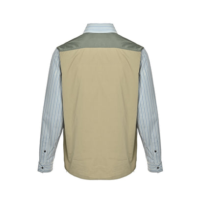 Moncler/Maskled striped patchwork cotton zipper shirt