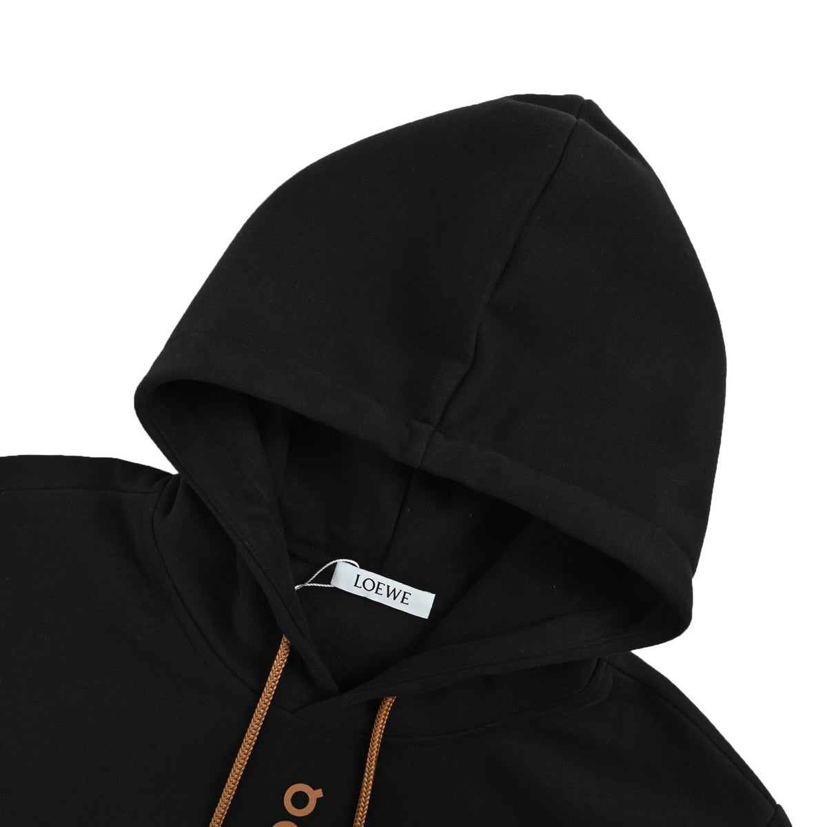 Loewe/Luo Yiwei 25Fw leather logo printed hooded sweatshirt