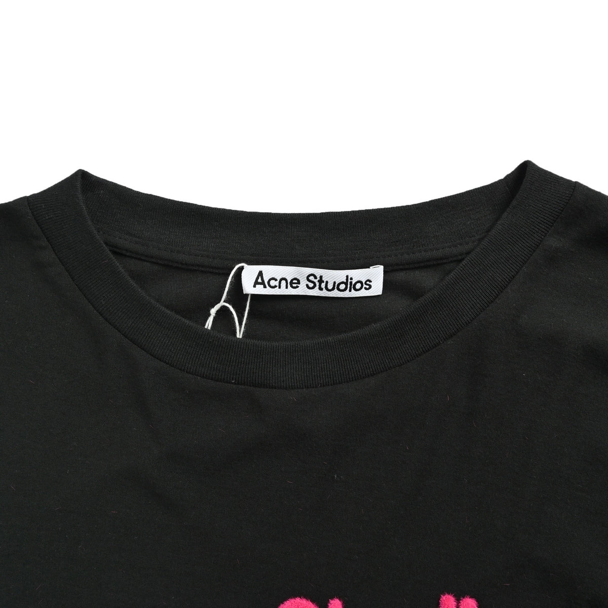 Acne Studios New Year Limited Pink Flocked Letter Print Long Sleeve T-Shirt