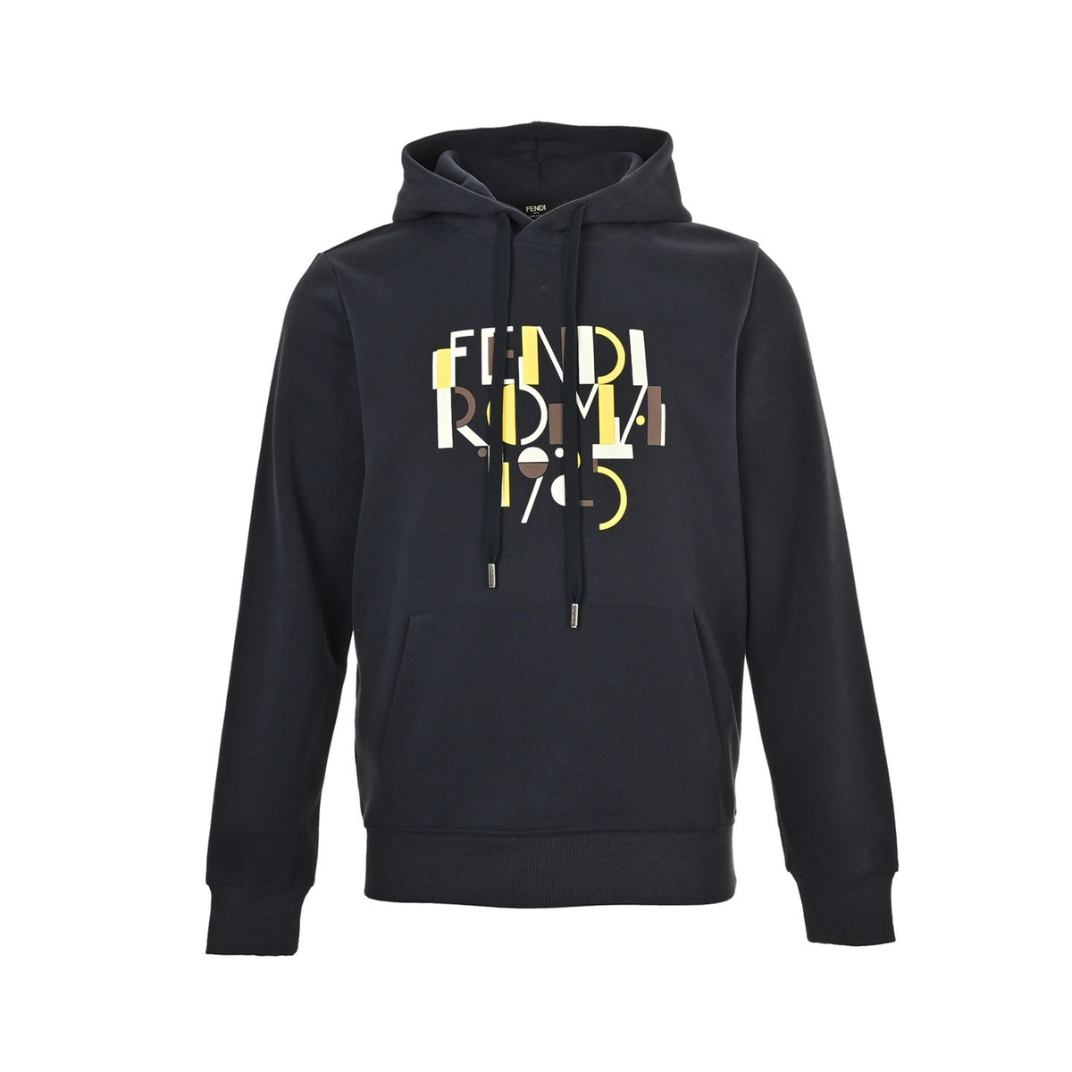 Fendi 25Fw contrasting color stitching foam letter print hooded sweatshirt