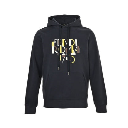Fendi 25Fw contrasting color stitching foam letter print hooded sweatshirt