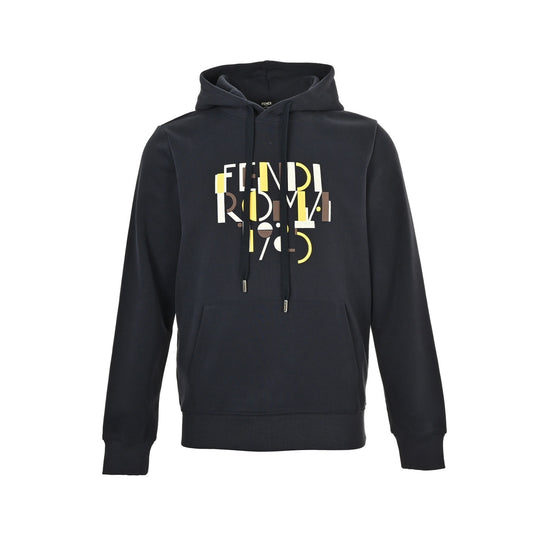 Fendi 25Fw contrasting color stitching foam letter print hooded sweatshirt