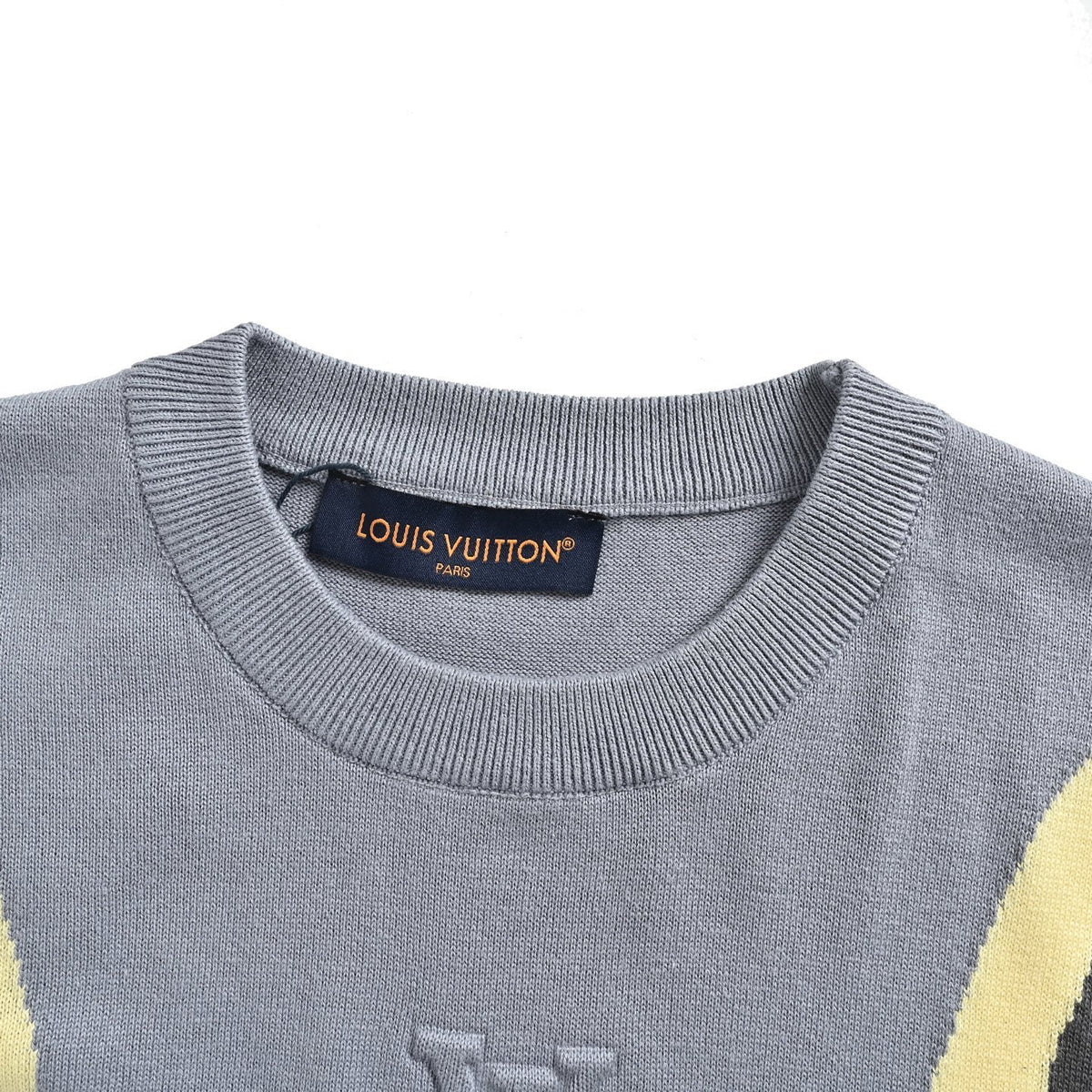 Louis Vuitton logo embossed contrast color stitching knitted short sleeves