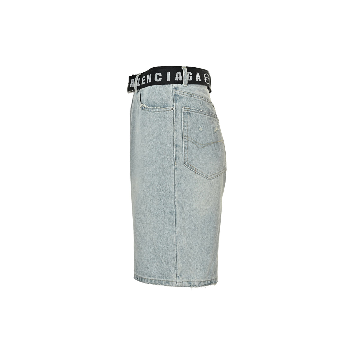 Balenciaga Paris belt three-point denim shorts