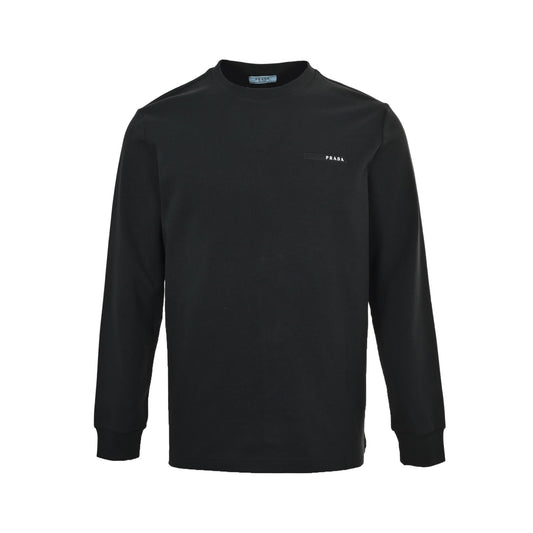 Prada long-sleeved T-shirt with embroidered logo letter strips on the chest
