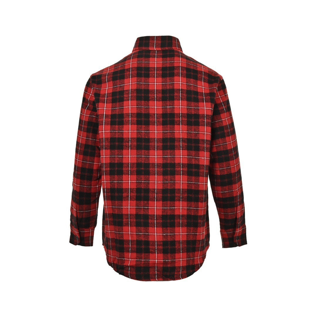 Celine 24Fw Arc de Triomphe embroidered plaid shirt