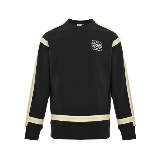 Loewe/Luo Yiwei embroidered logo braided webbing crew neck sweatshirt