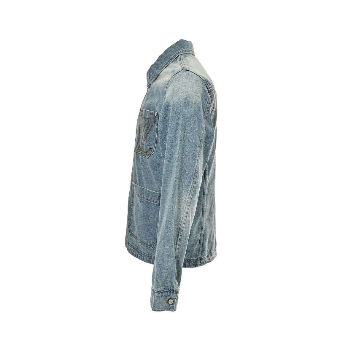 Louis Vuitton pocket embroidered zipper denim jacket