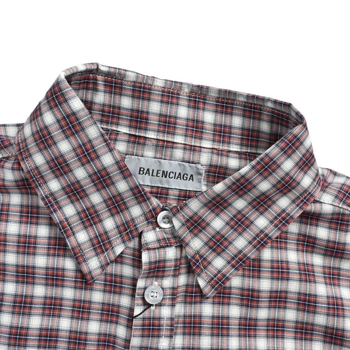 Balenciaga new 26ss plaid short-sleeved fake two-piece shirt