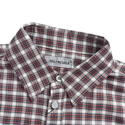 Balenciaga new 26ss plaid short-sleeved fake two-piece shirt