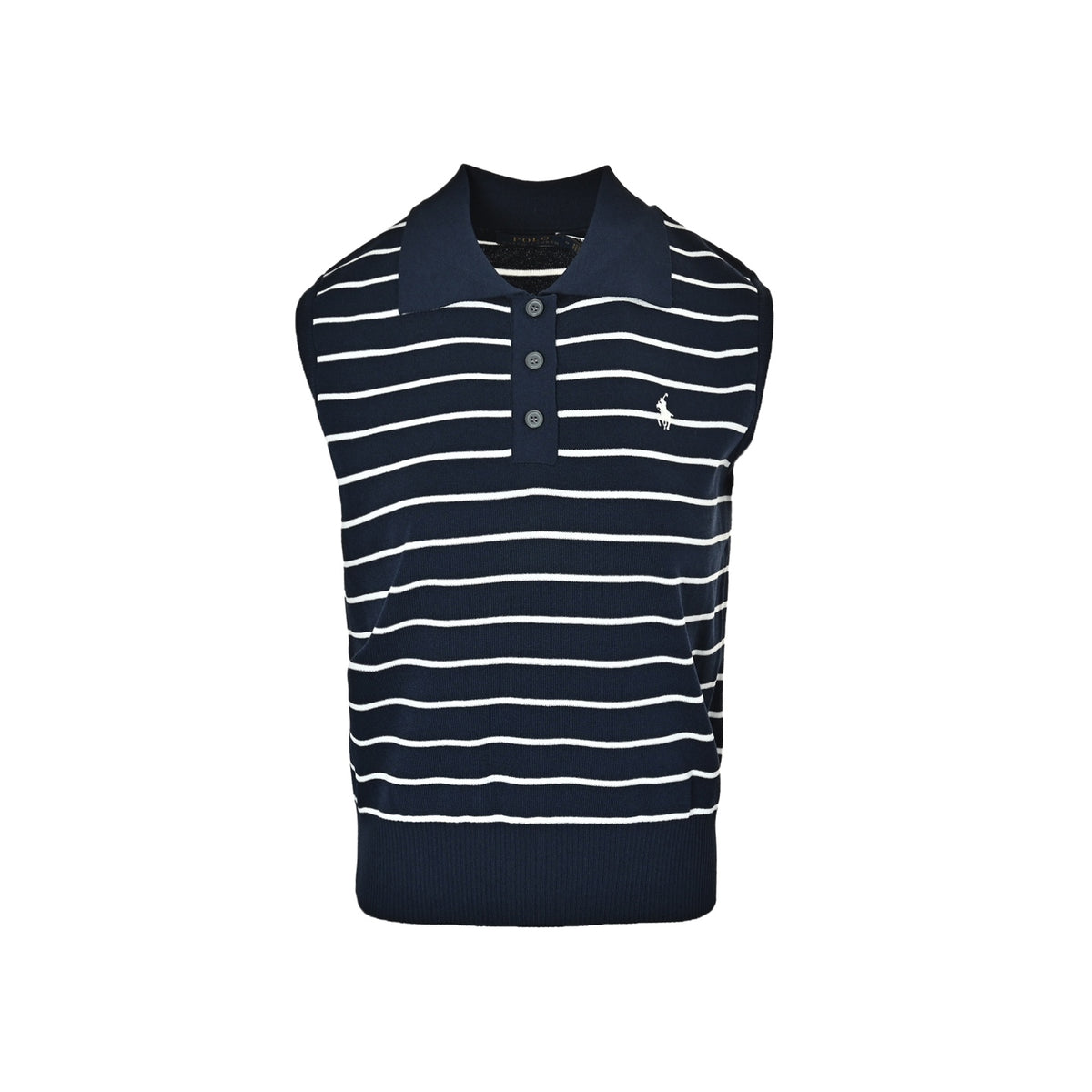 Ralph Lauren Polo embroidered striped sleeveless knitted Polo vest