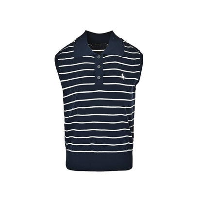 Ralph Lauren Polo embroidered striped sleeveless knitted Polo vest