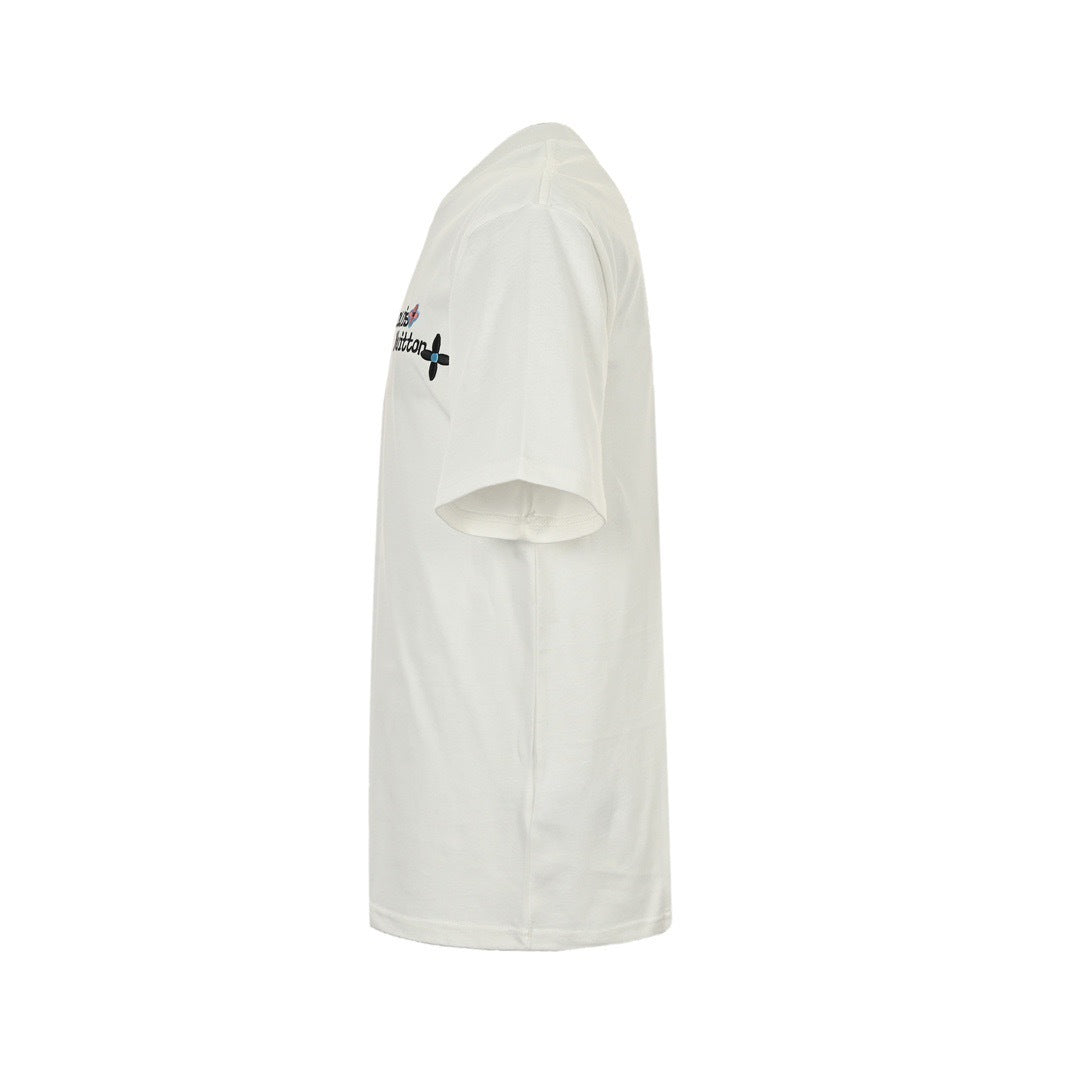 Louis Vuitton 24ss flower letter embroidered short sleeves