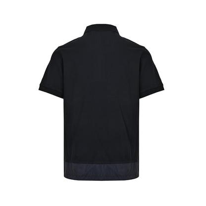 Moncler/Mask Logo Patch Half-Zip Polo Short Sleeves