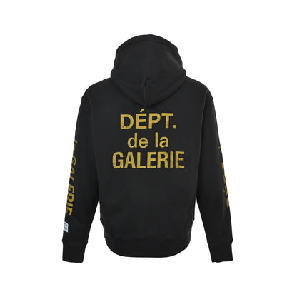 GALLERY DEPT mottled yellow French print hooded sweatshirt