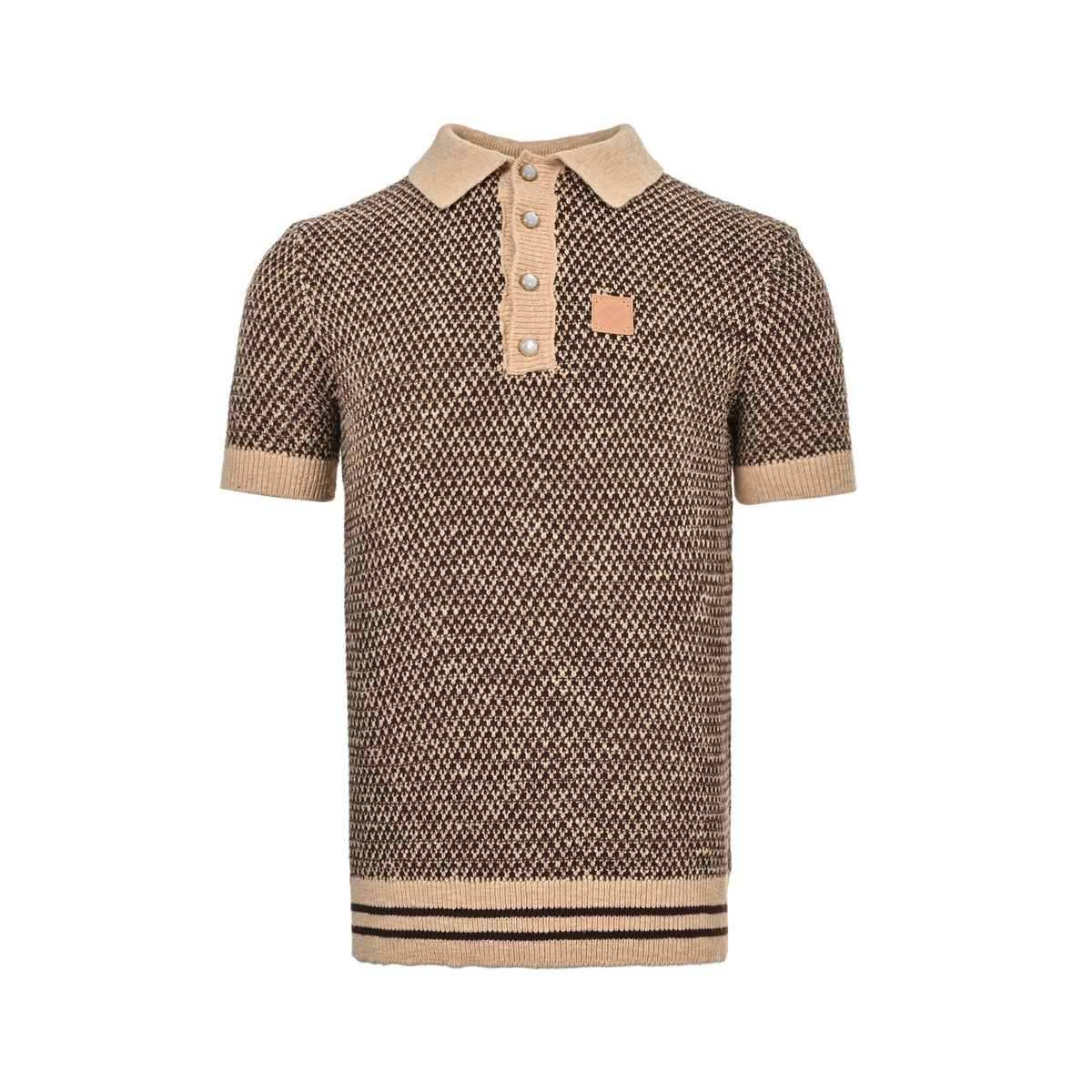 Louis Vuitton leather brand badge mesh knitted Polo short-sleeved shirt