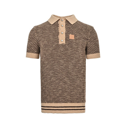 Louis Vuitton leather brand badge mesh knitted Polo short-sleeved shirt