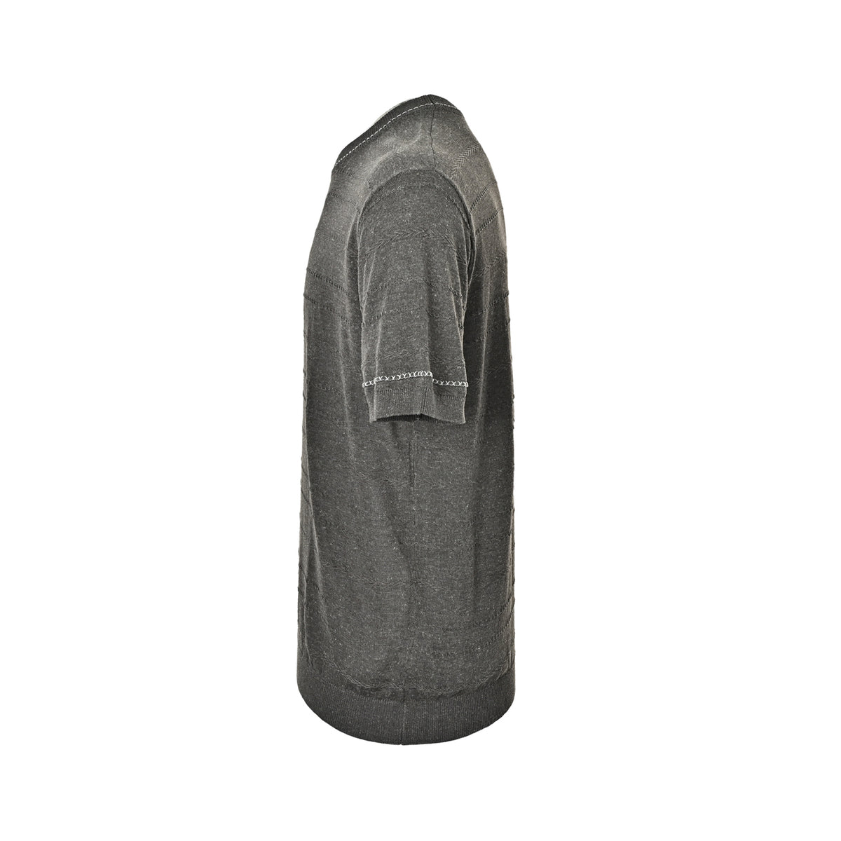 Loro Piana topstitched ribbed knit wavy linen short sleeves
