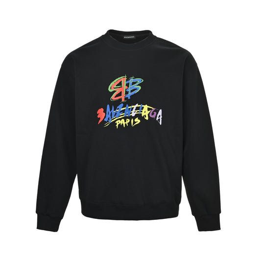 Balenciaga/Balanciaga 25Fw colorful letter round neck sweatshirt