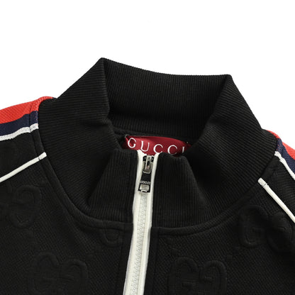 Gucci full double G jacquard red and green striped webbing suit jacket