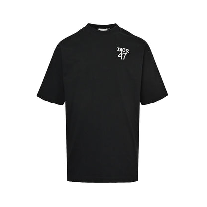 Dior 26ss letter embroidered patch short sleeves