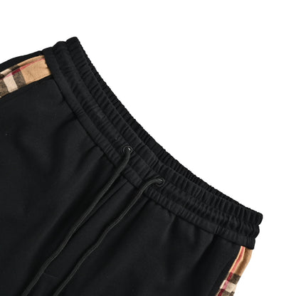 Burberry war horse embroidered side plaid web shorts