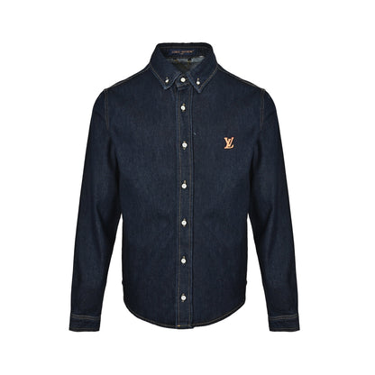 Louis Vuitton leather label suit denim long-sleeved shirt