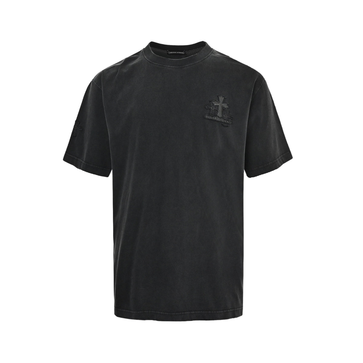 Chrome Hearts/Chrome Heart Cross Flower Cluster Patch Washed Short Sleeves