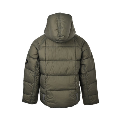 Stone Island 24Fw black zipper mesh island logo hooded down jacket
