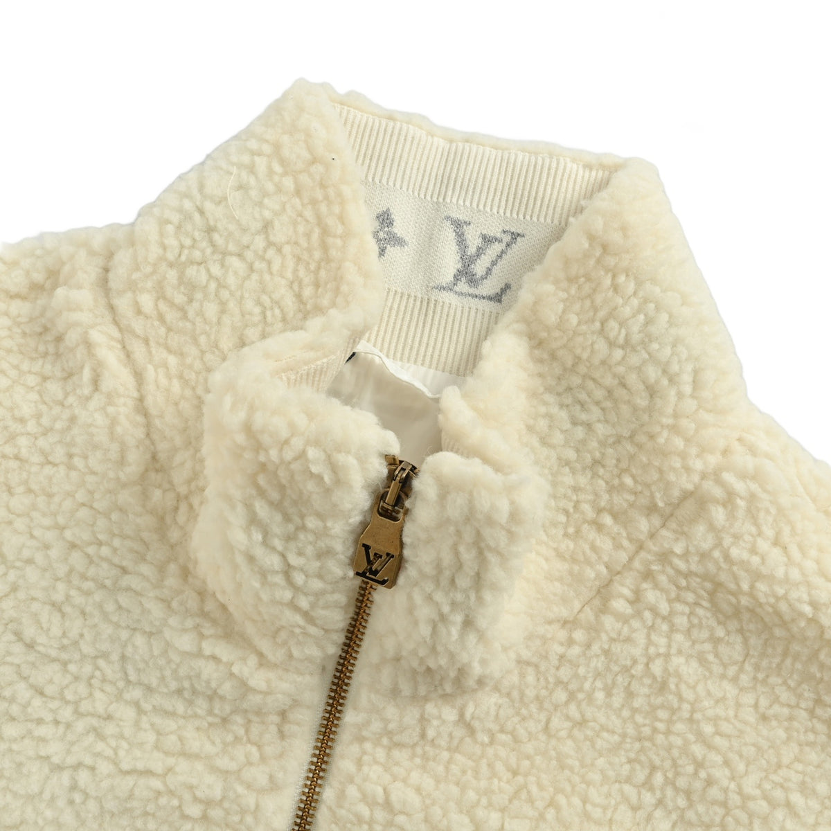 Louis Vuitton 24Fw leather sherpa stand collar jacket